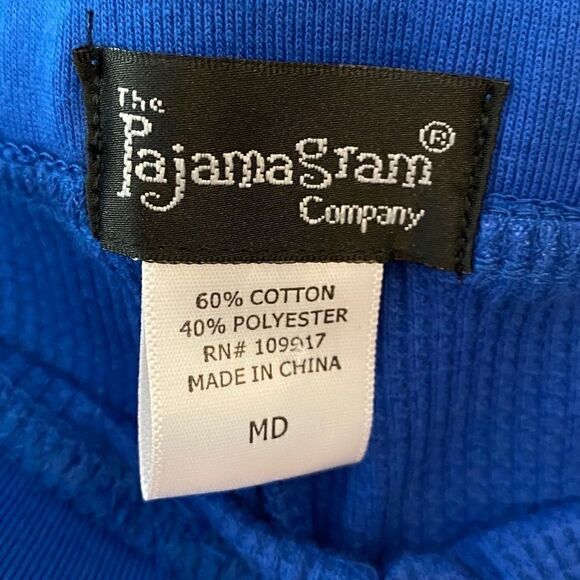 The Pajama Gram Sz M Royal Blue Hootie Owl Cotton Drawstring Pajama Bottoms - Picture 5 of 6
